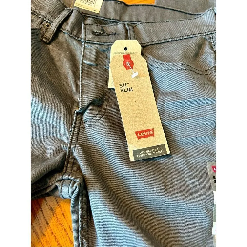 Levi's Men's 511 Slim Stretch Fit Jeans - New Olive Khaki - 29W x 32L NWT - Picture 5 of 10